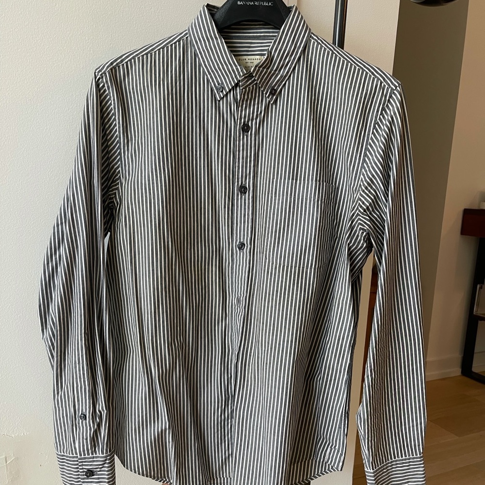 Club Monaco Black White Striped button down